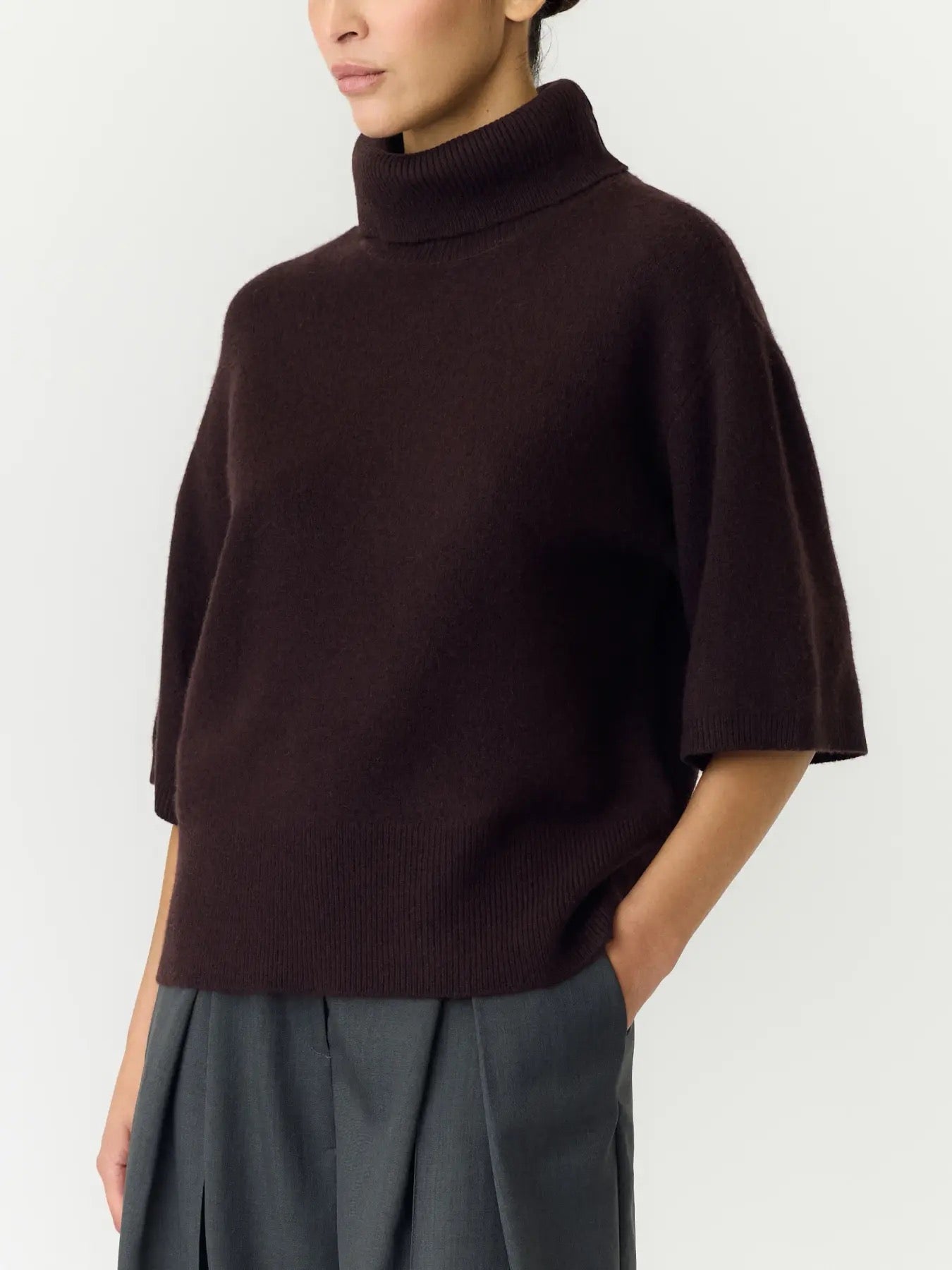 YAS Yasemila 2/4 Wool Knit Pullover Coffee