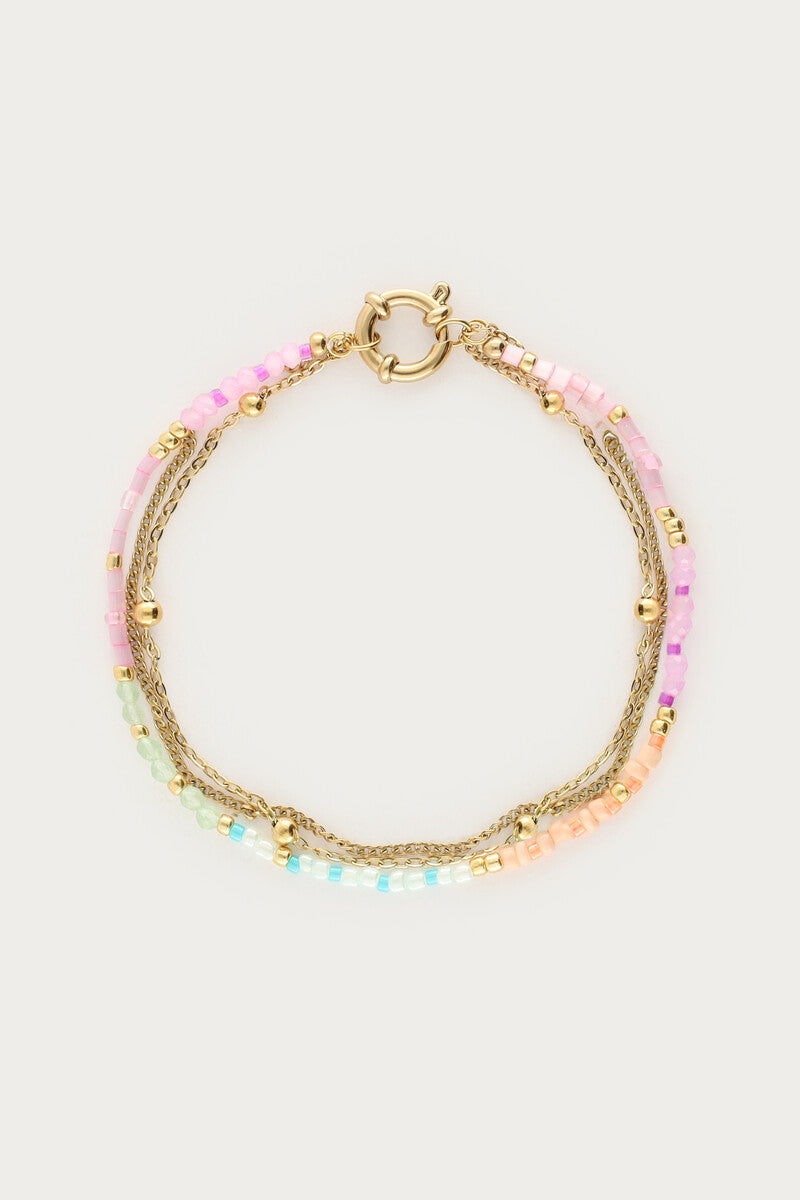 MY JEWELLERY Botanical triple bracelet with multicoloured beads - Farmor Ingvarda