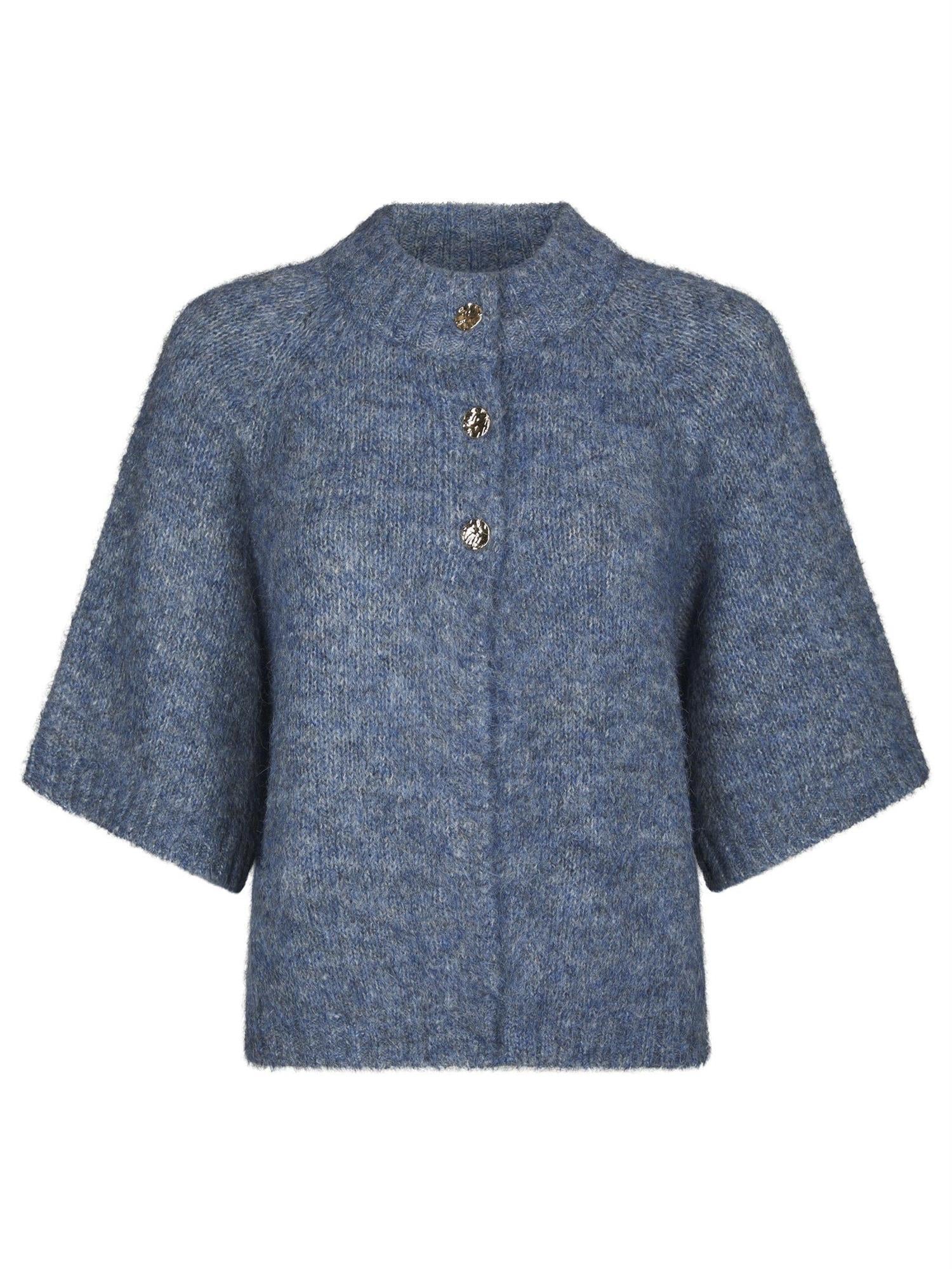 NEO NOIR Benuta Fluffy Knit Cardigan Smoke Blue