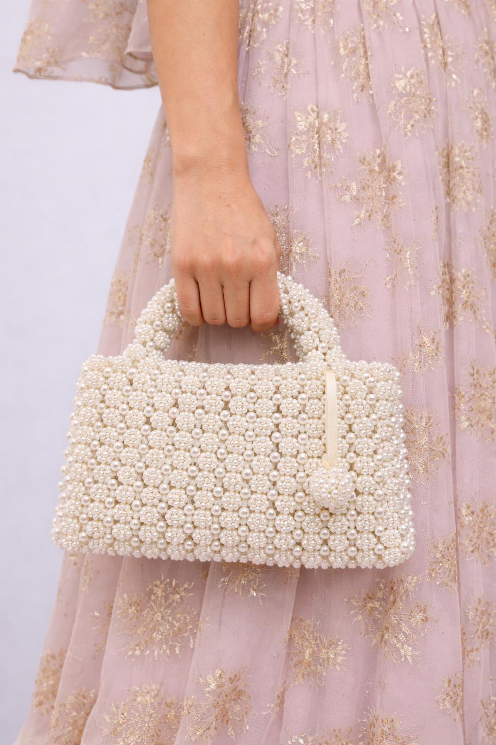 SUI AVA Handmade Pearl Bag White - Farmor Ingvarda
