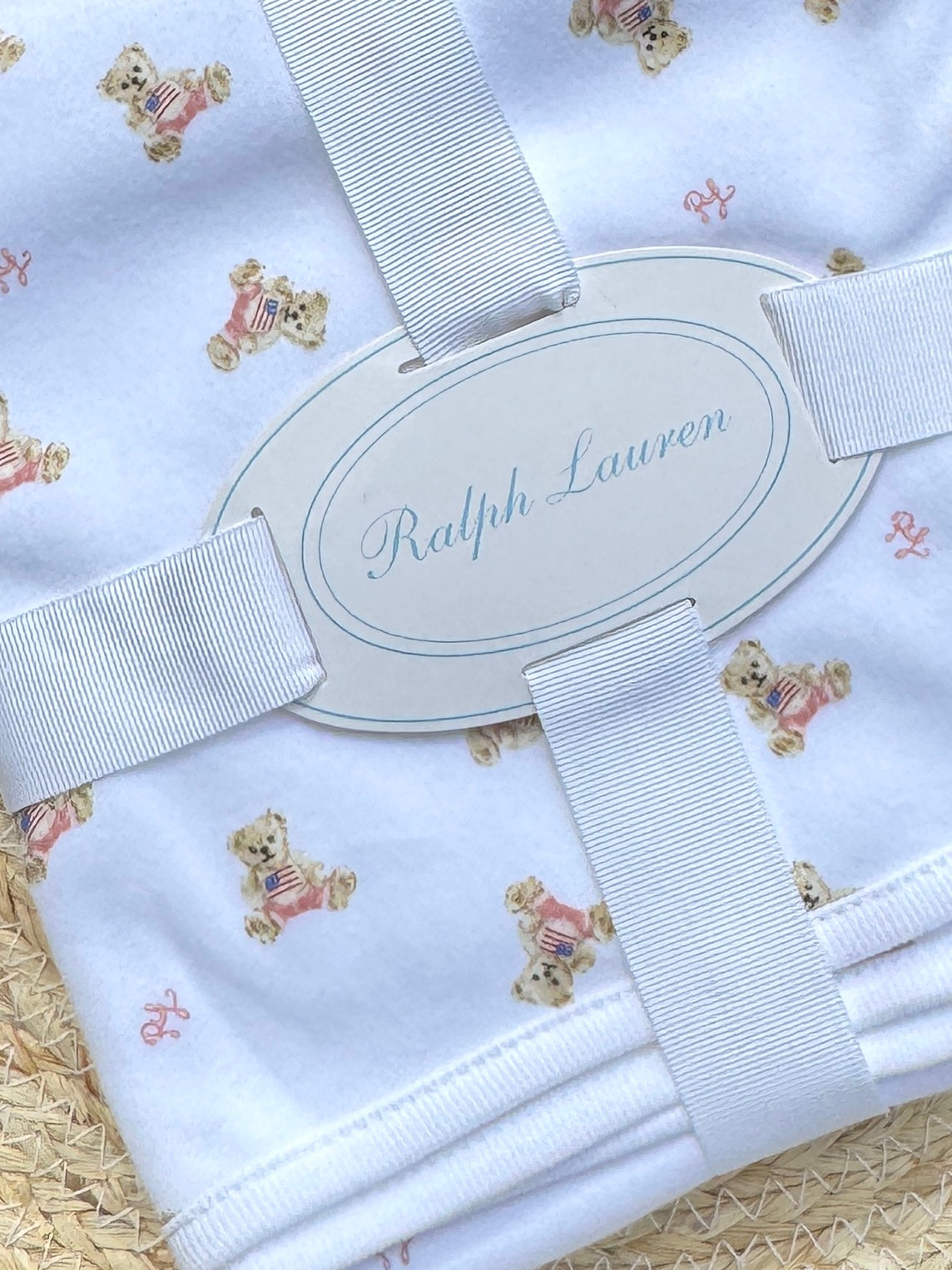 RALPH LAUREN Baby 0-24mnd. Polo Bear Blanket Hvit/Rosa