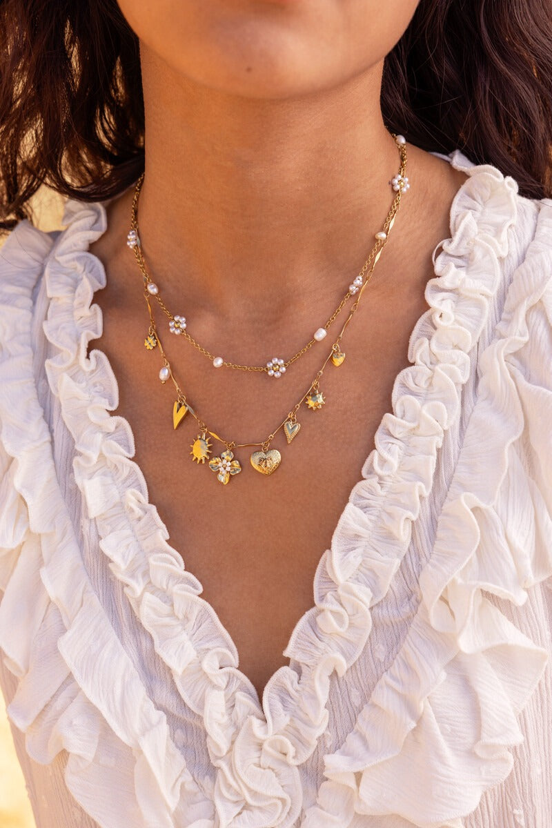MY JEWELLERY Botanical necklace with freshwater pearl flowers - Farmor Ingvarda