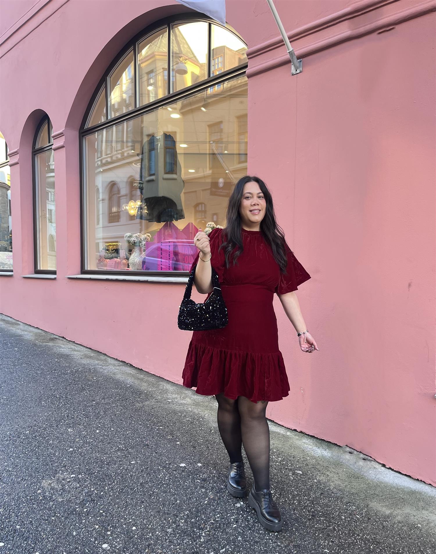 MISSMAYA Jolie Dress Velvet Bordeaux