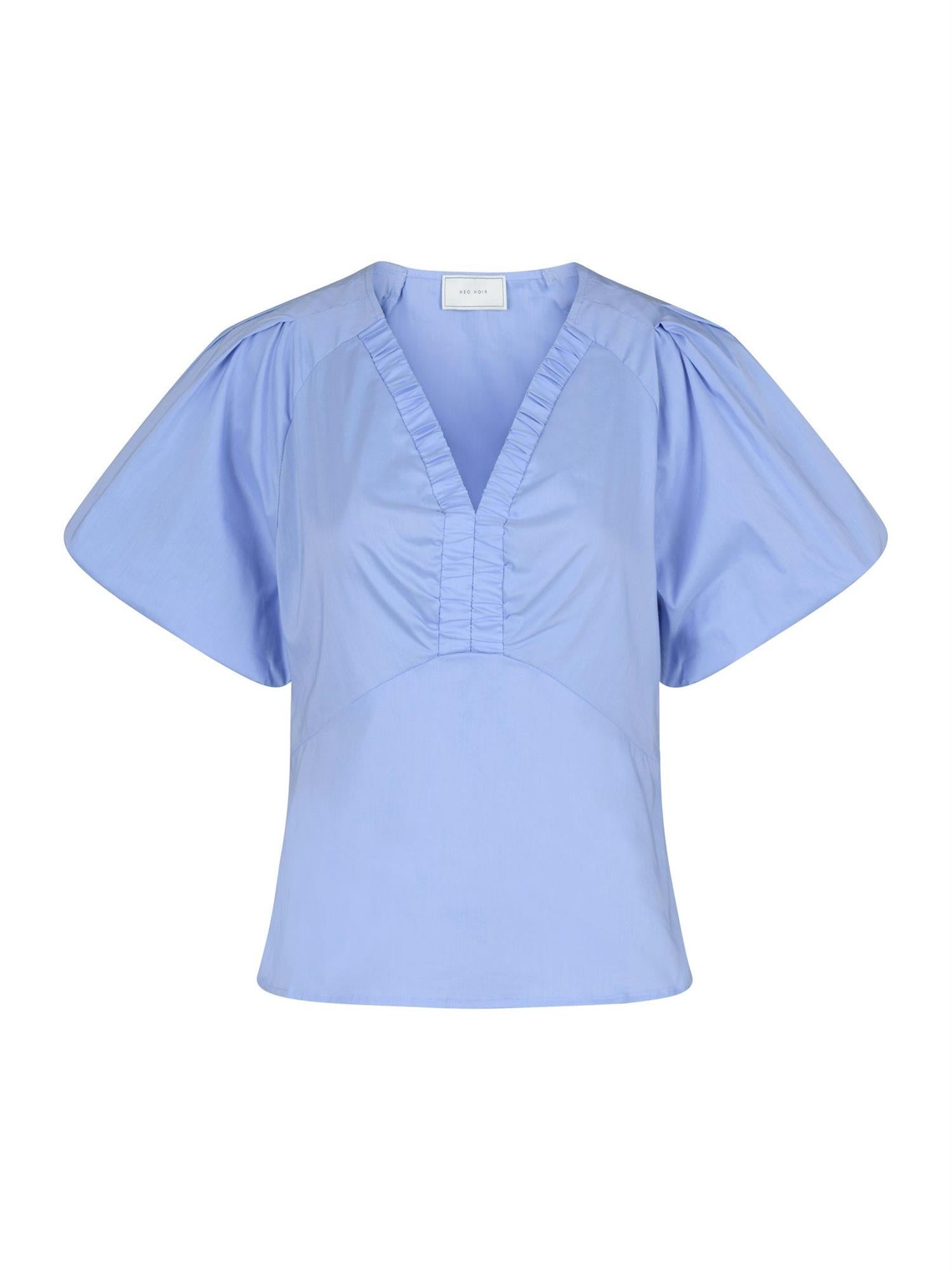 NEO NOIR Irina Poplin Blouse Sky Blue - Farmor Ingvarda