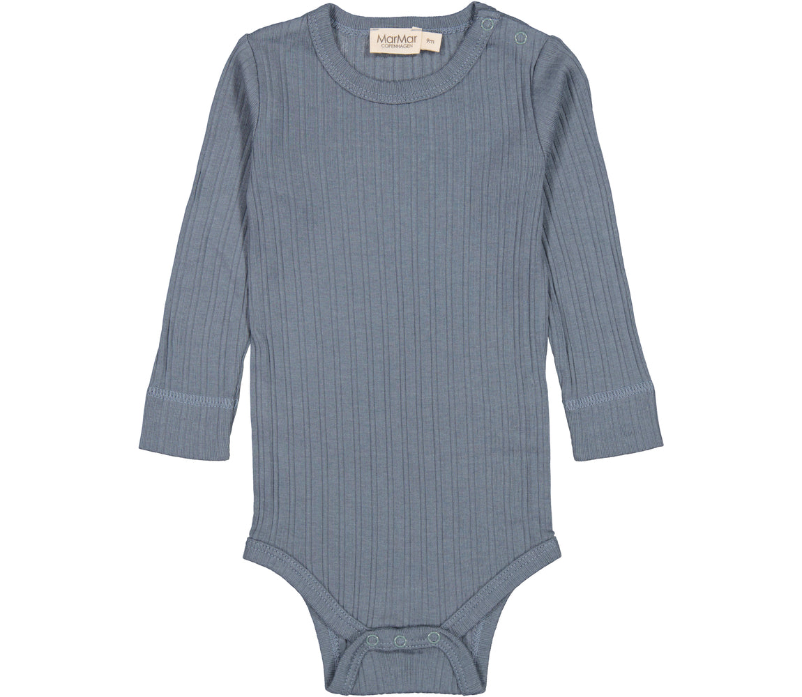 MARMAR COPENHAGEN Plain body ls,Broad Rib Mellomblå