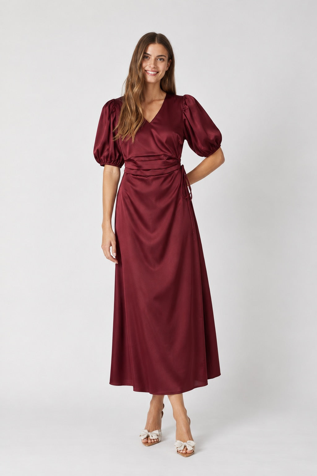CO’ COUTURE Safira omslagskjole i vinrød farge for dame