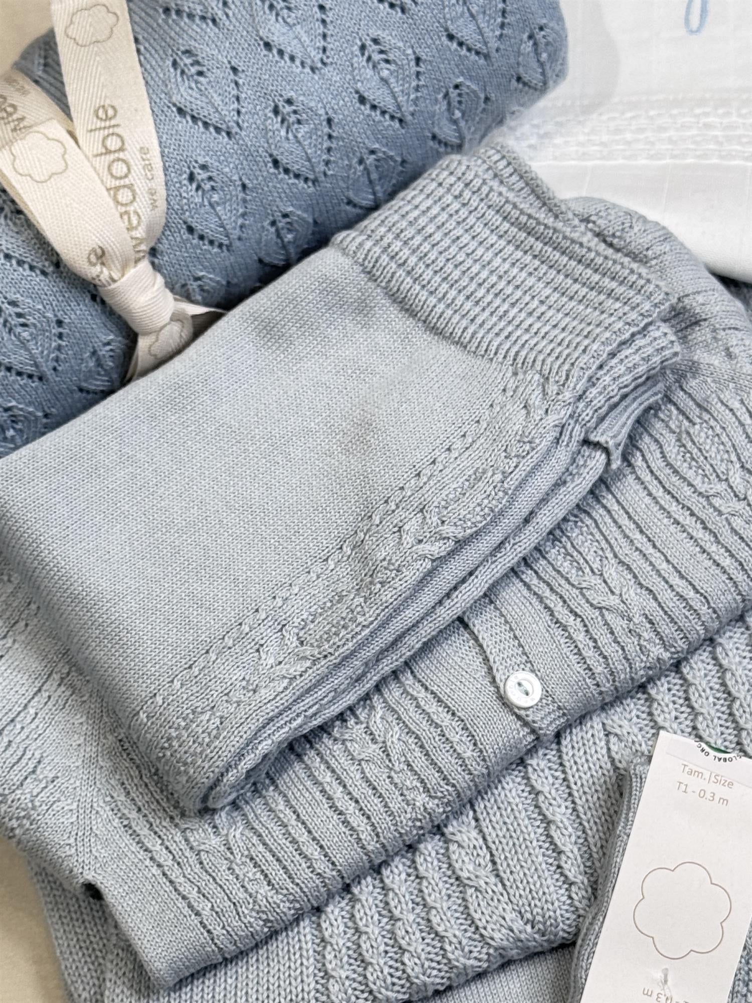 WEDOBLE Strikket bukse Lyseblå - Farmor Ingvarda