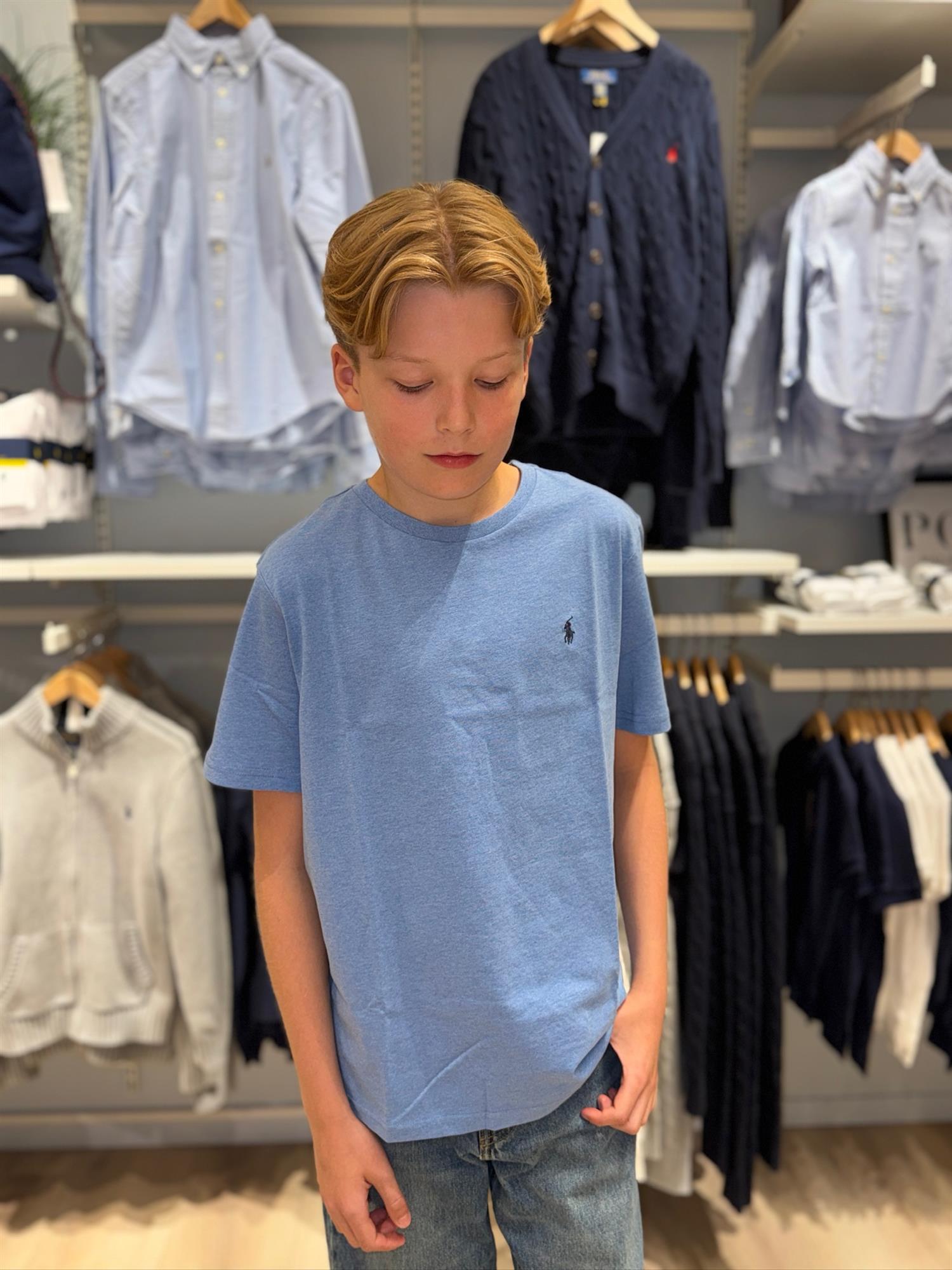 RALPH LAUREN 8-16År T-skjorte liten logo Mellomblå