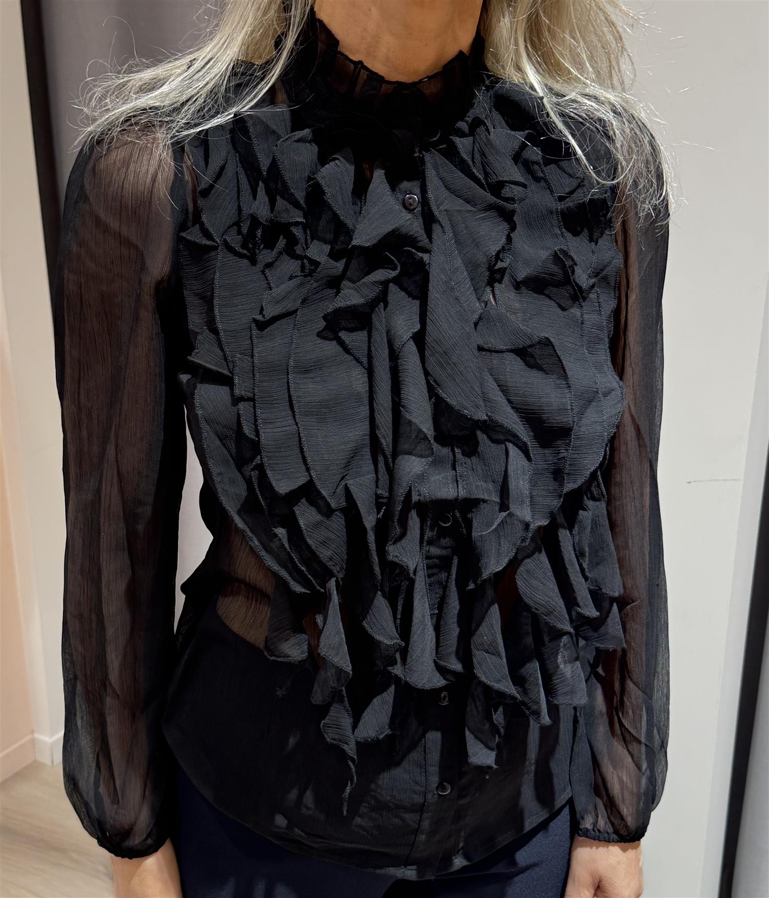 SAINT TROPEZ Lilja Crinkle Shirt Black