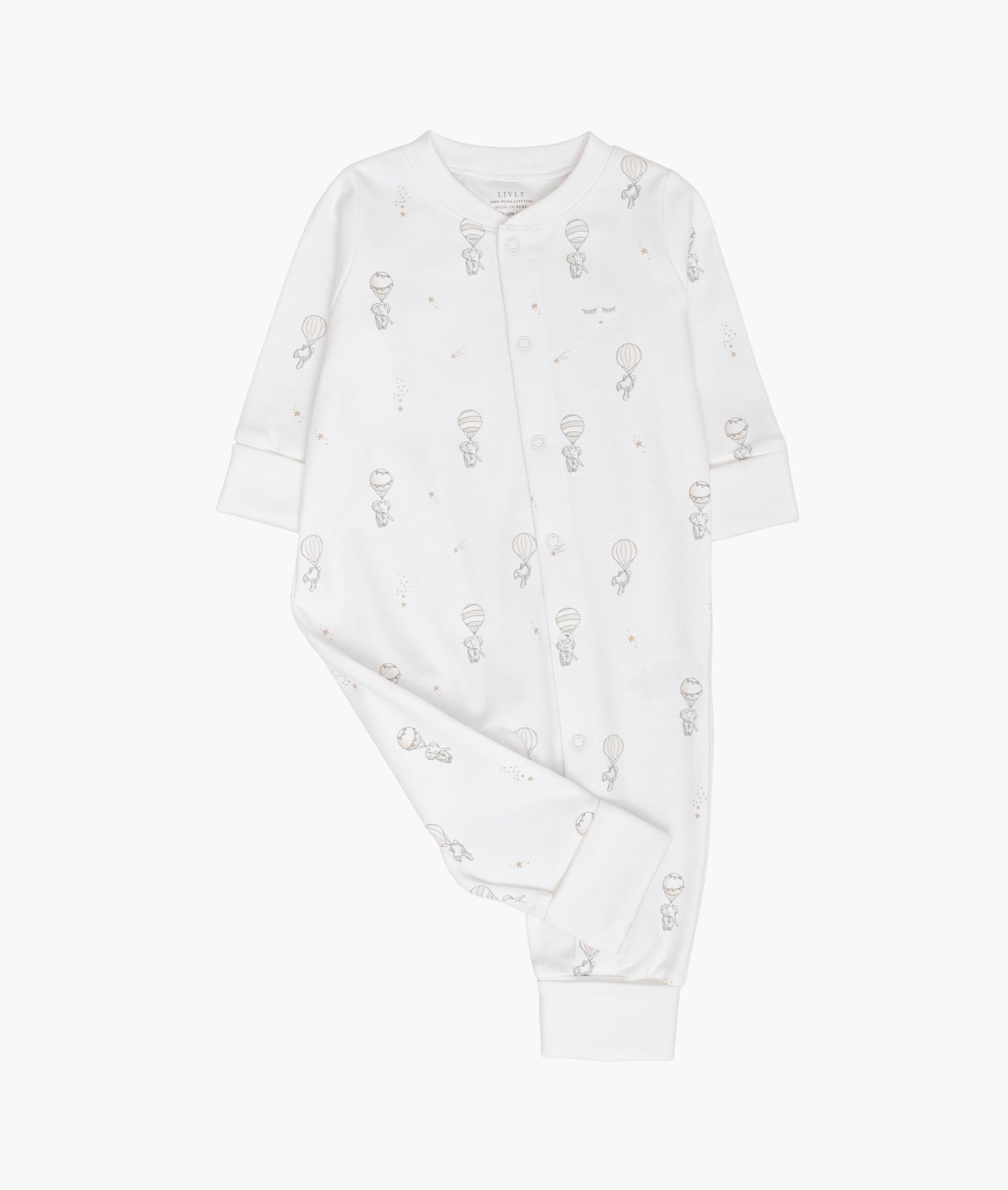 LIVLY Flying Elephants Overall Hvit