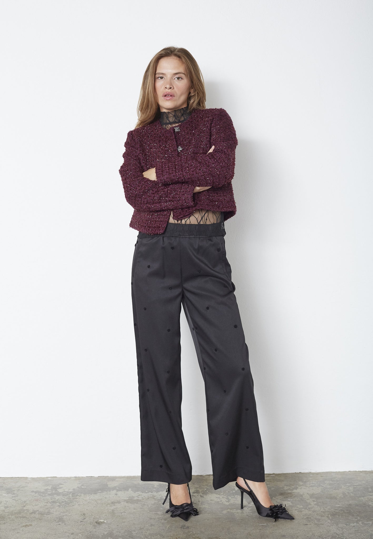 CO´ COUTURE Peach Boucle Jacket Plum