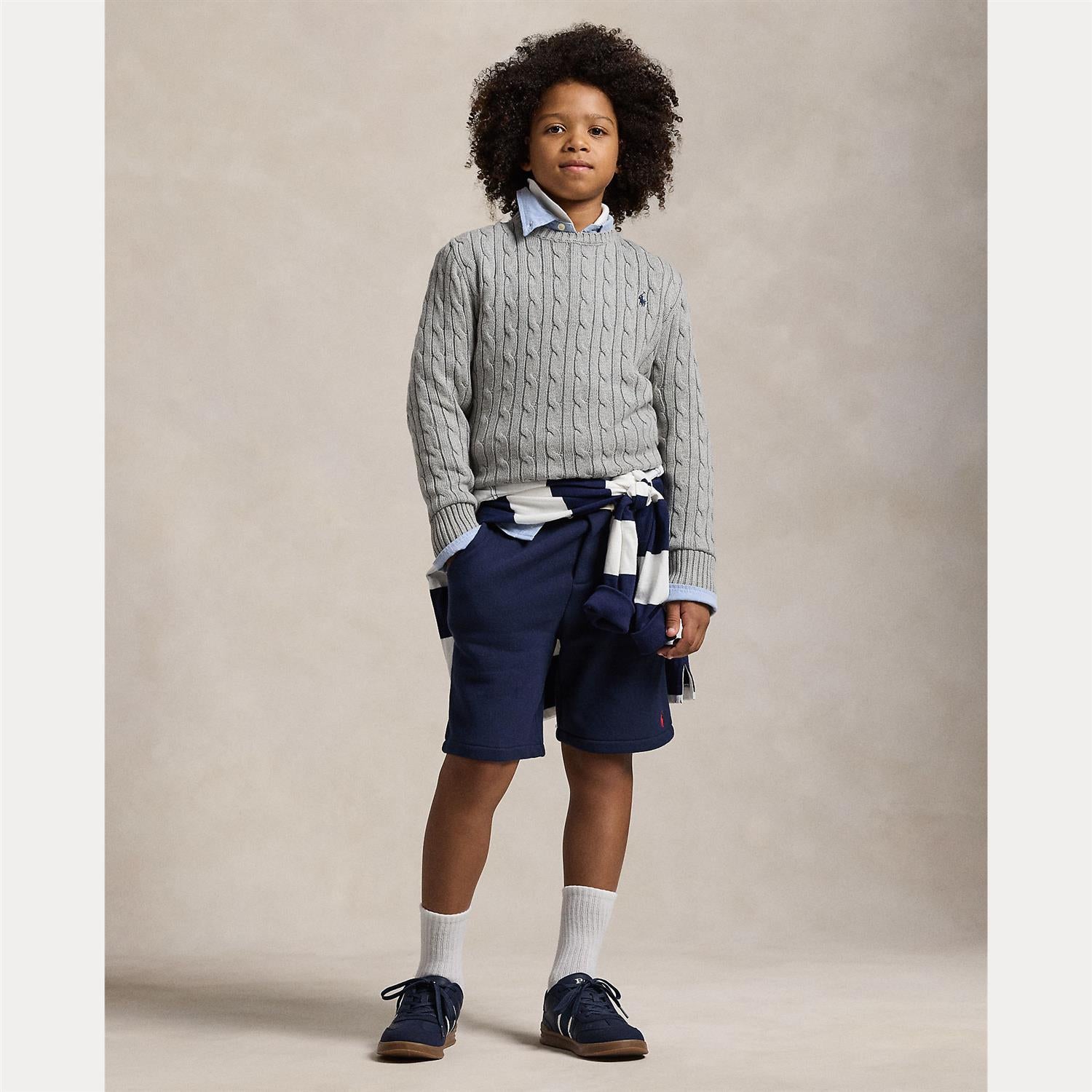 RALPH LAUREN 8-16År Strikket genser m/fletter Grå