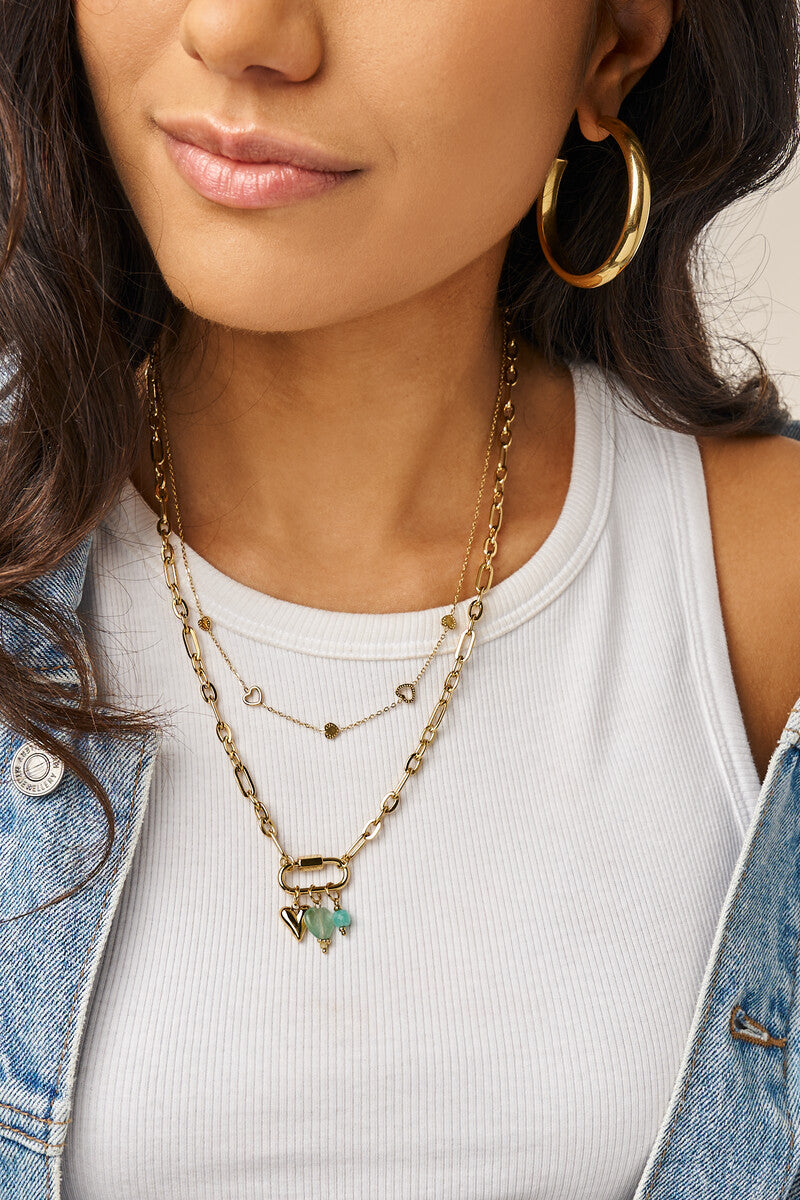 MY JEWELLERY Botanical chain necklace with green charms - Farmor Ingvarda