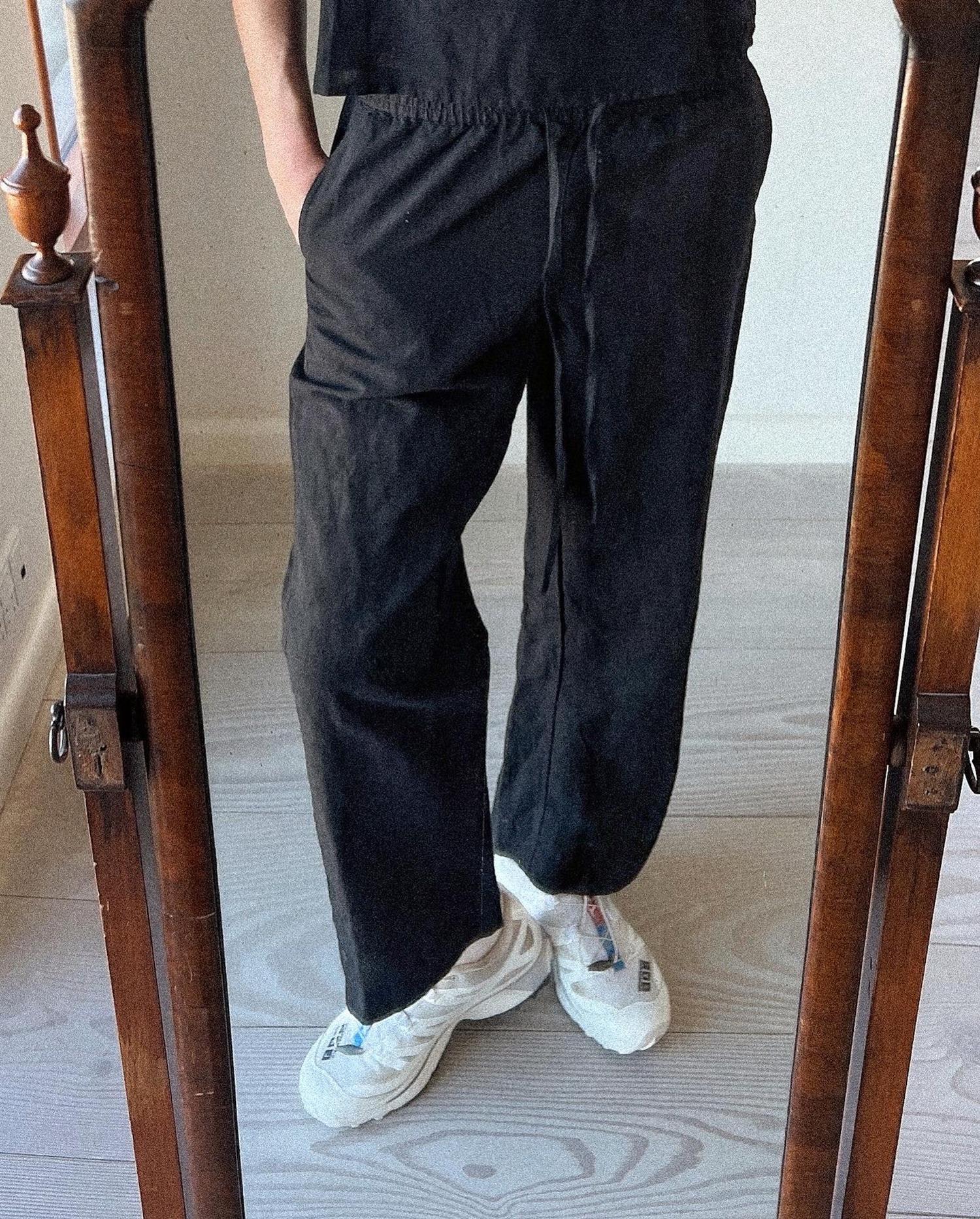 NEO NOIR Sonar Linen Pants Sort