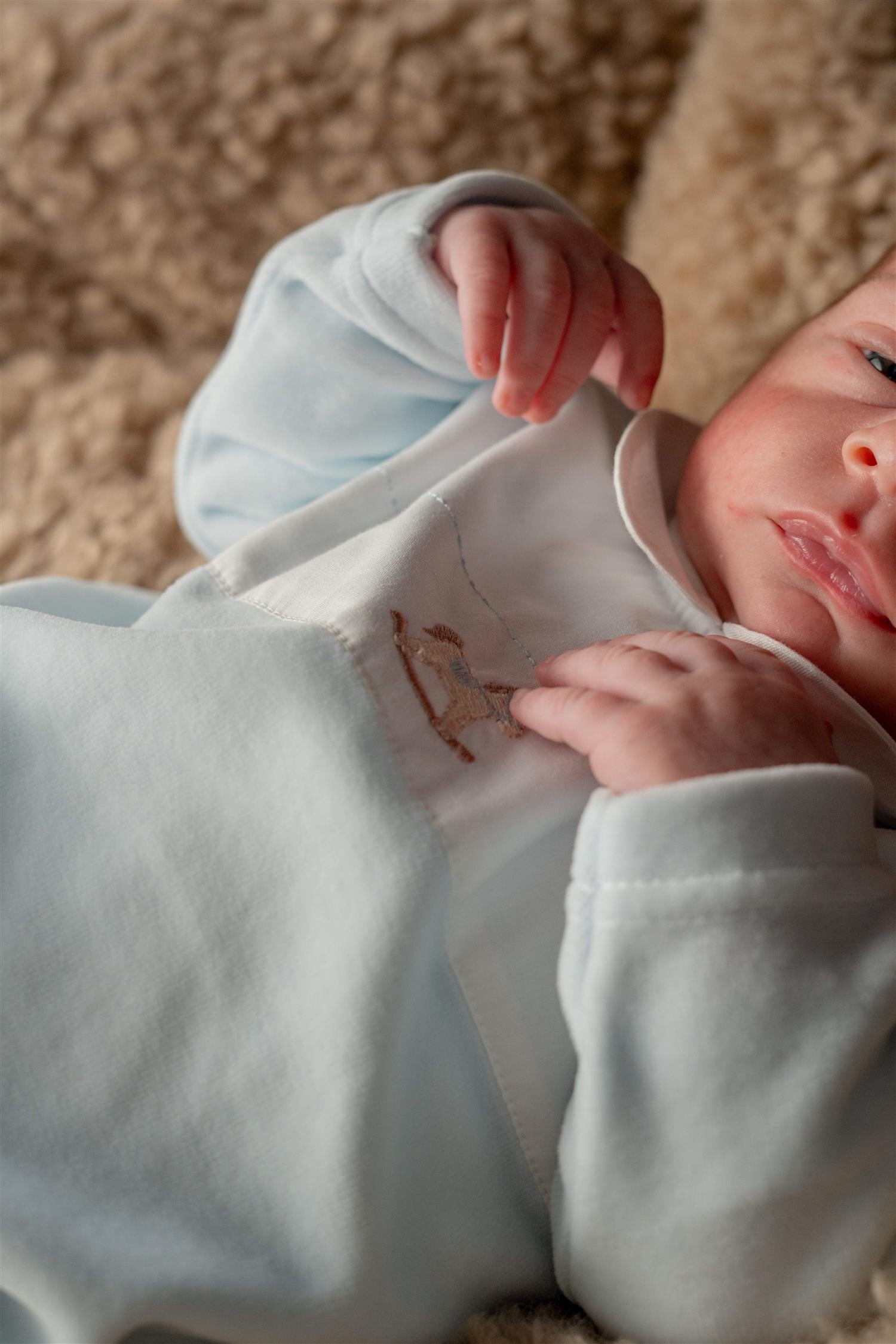 BABY GI Velourdress m/fot,Rocking Horse Lyseblå