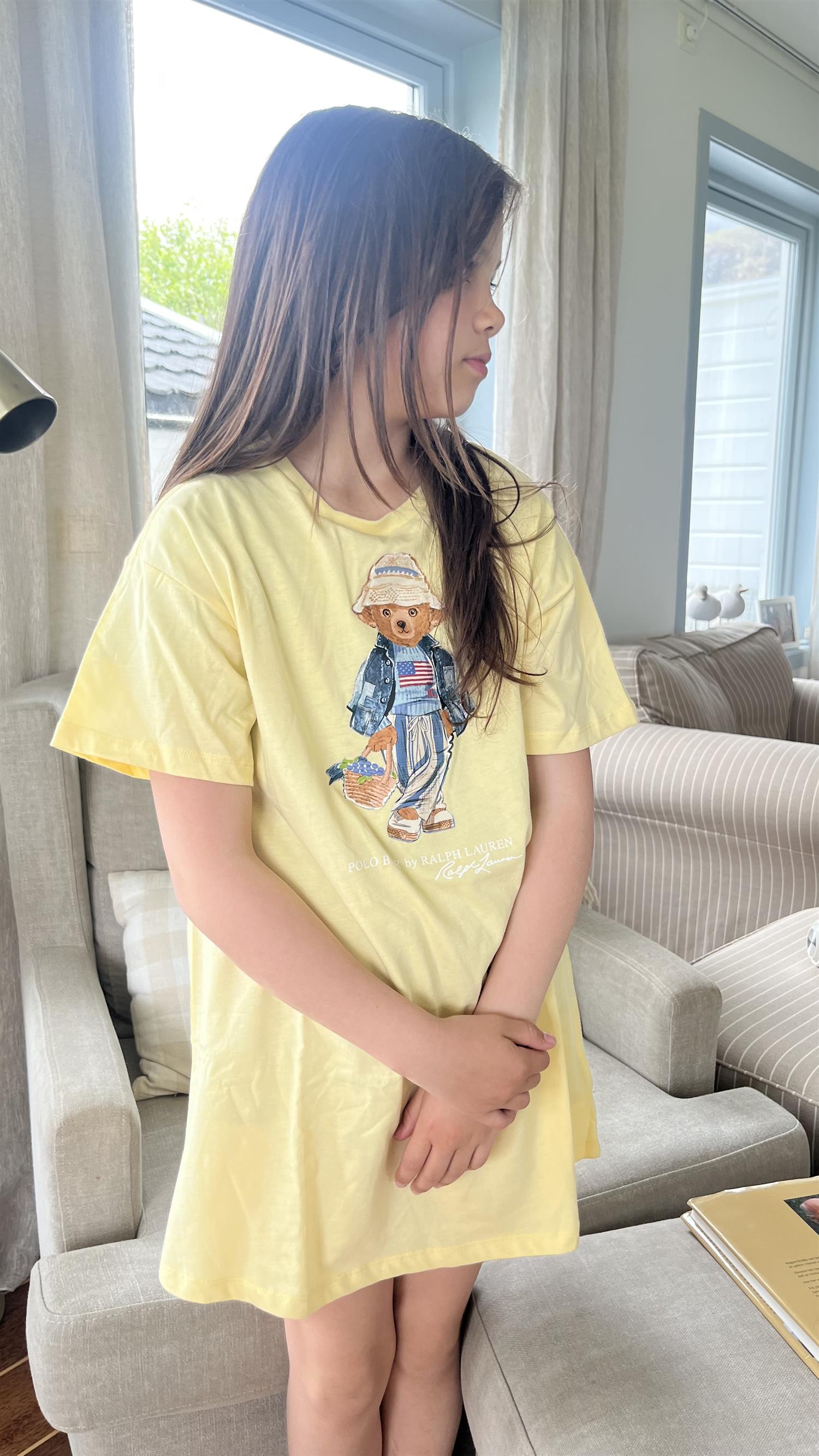 RALPH LAUREN 8-16År Kjole, Jente Lysegul