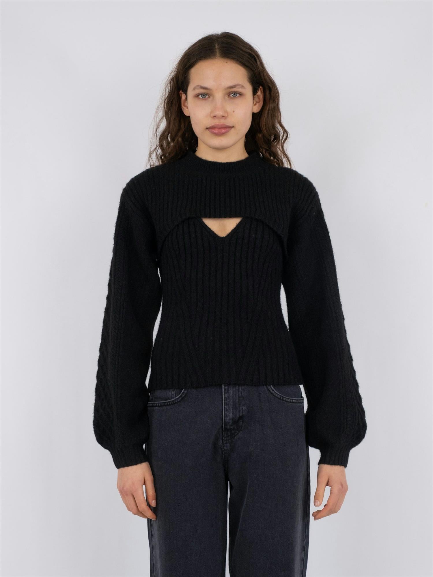 NEO NOIR Bonita Bolero Knit Blouse Sort