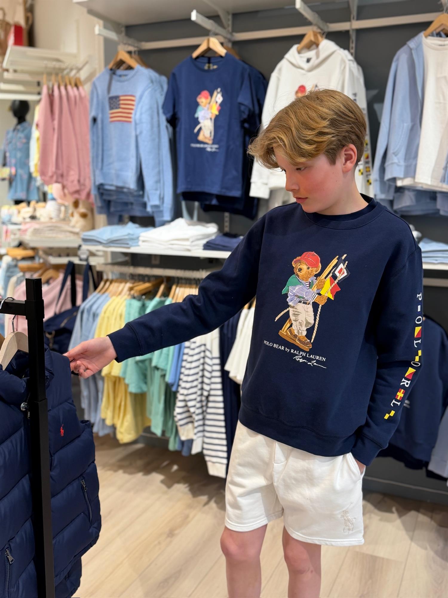 RALPH LAUREN 8-16År Polo Bear Sweatshirt Navy Blue - Farmor Ingvarda