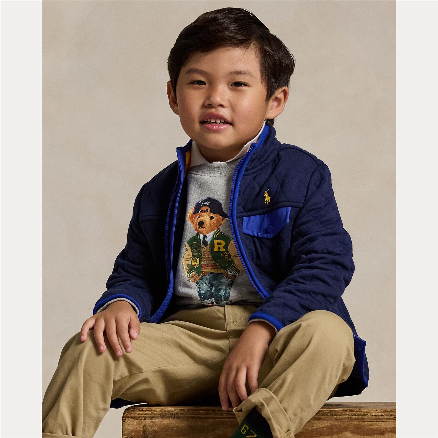 RALPH LAUREN 2-7År Polo Bear Sweatshirt Grå