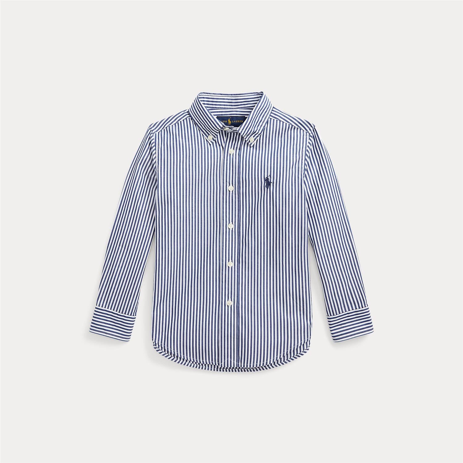 RALPH LAUREN 2-7År Striped Cotton Poplin Shirt,Blå logo