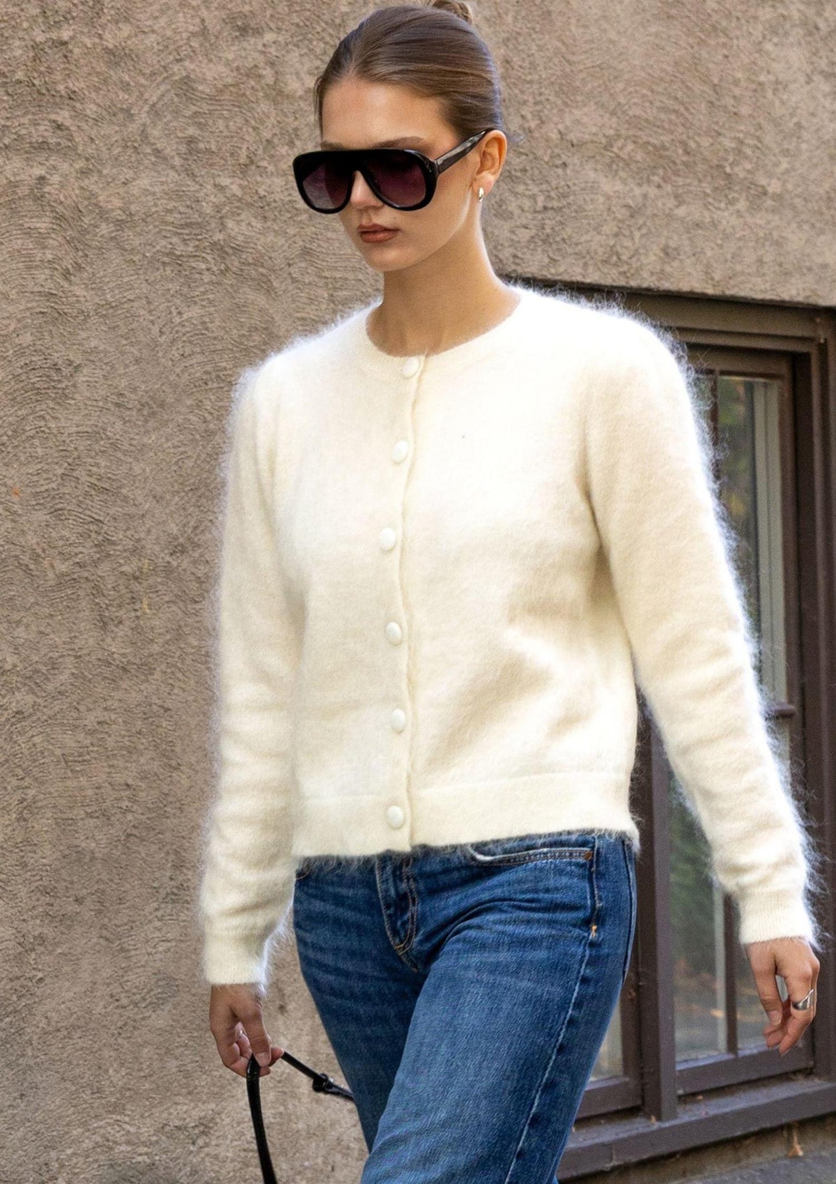 MISSMAYA Ulla Mohair Cardigan Cream