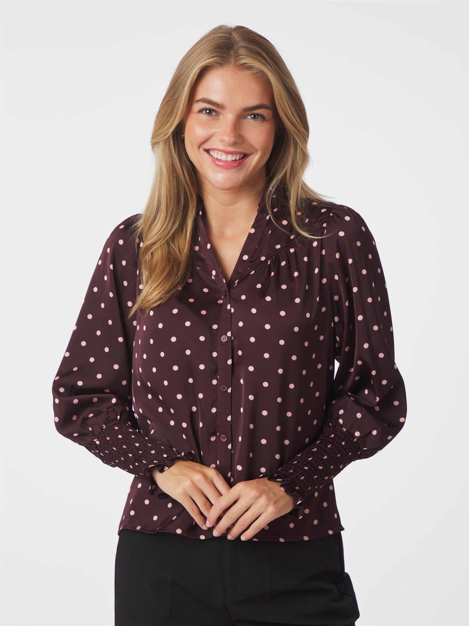 NEO NOIR Camisa Dot Blouse Burgundy