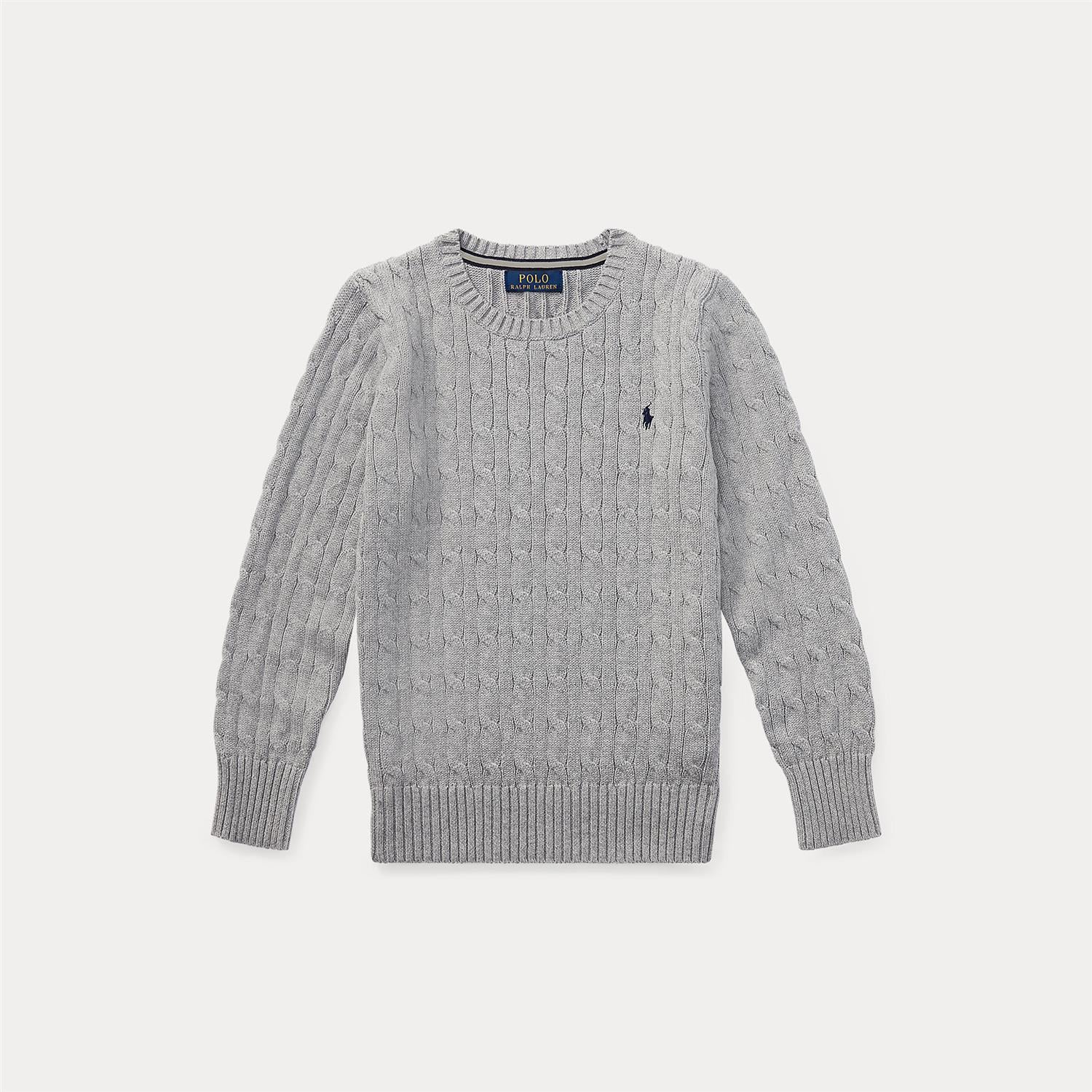 RALPH LAUREN 8-16År Strikket genser m/fletter Grå
