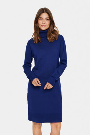 SAINT TROPEZ Mila rollneck long dress Blå