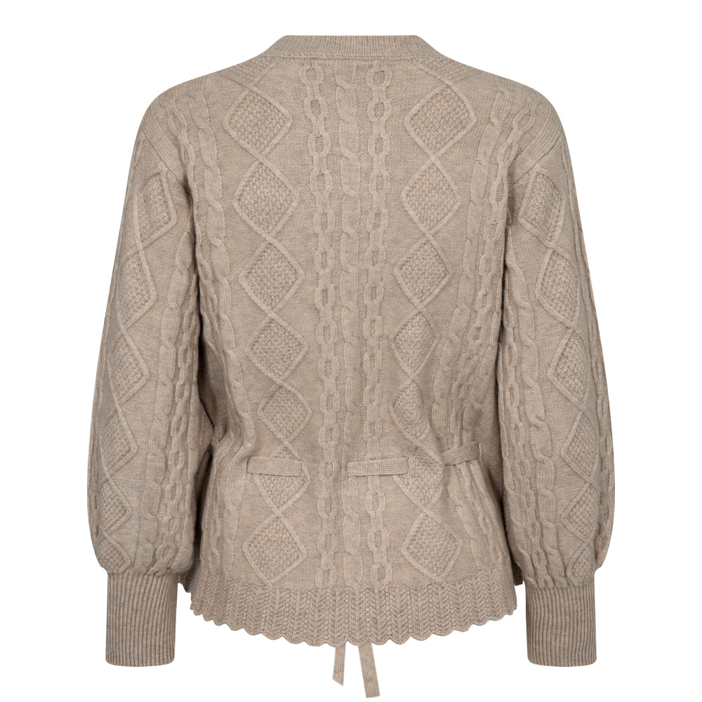 CO´ COUTURE Row Cable Tie Cardigan Lysebrun