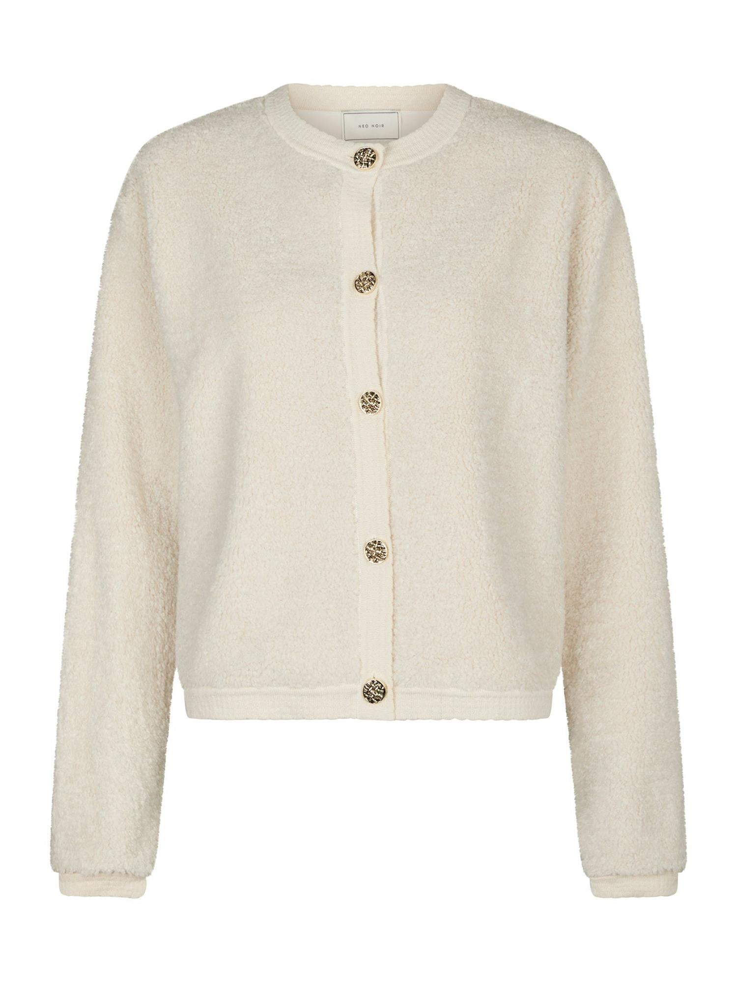 NEO NOIR Limo Fluffy knit Cardigan Creme