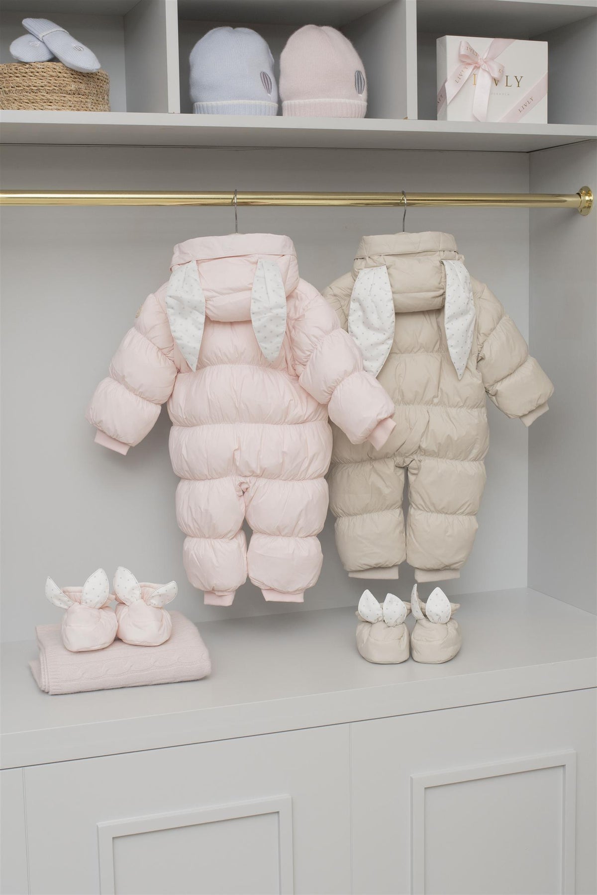 LIVLY Bunny Puffer Overall Beige