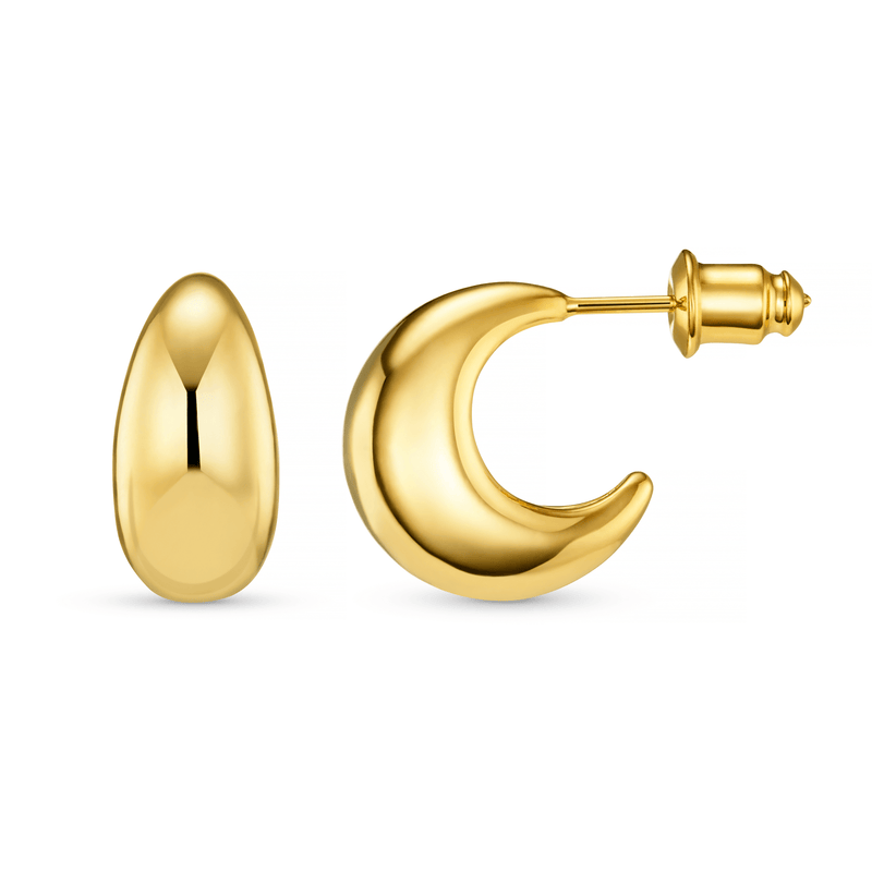 ORELIA Tapered Domed Hoop Gold