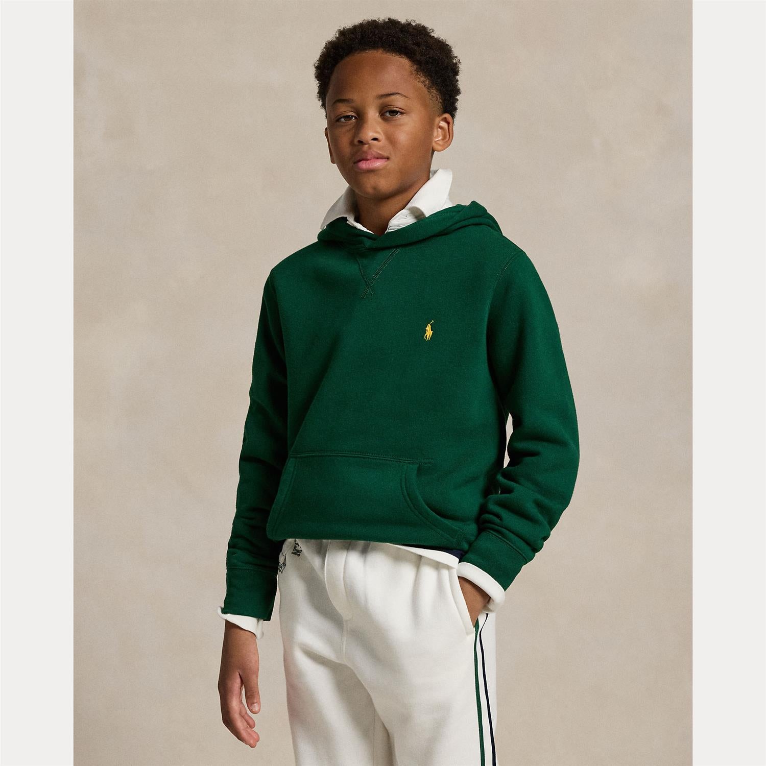 RALPH LAUREN 8-16År LS Polo Hood Tops,Teens Mørkegrønn