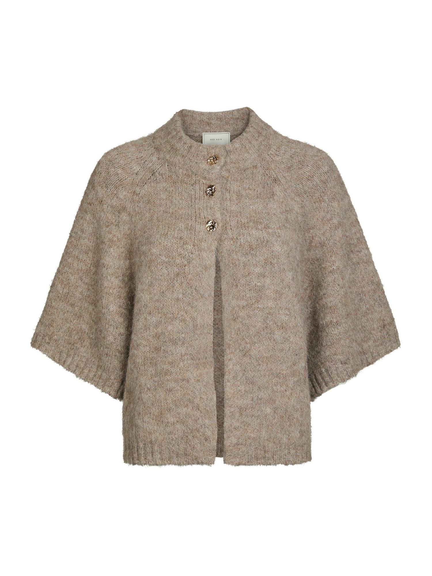 NEO NOIR Benuta Fluffy Knit Cardigan Beige Melert