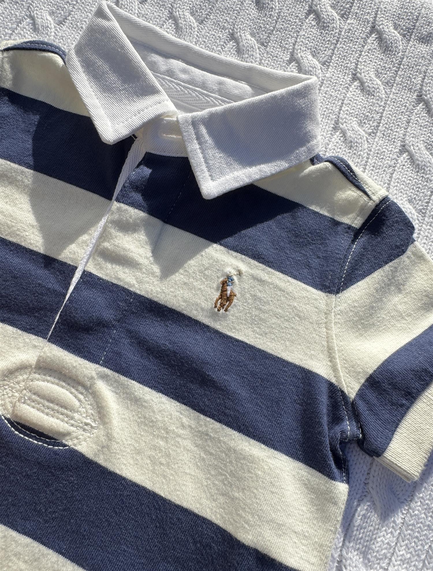 RALPH LAUREN Baby 0-24mnd. Rugby sommerdress Blå/Stripet