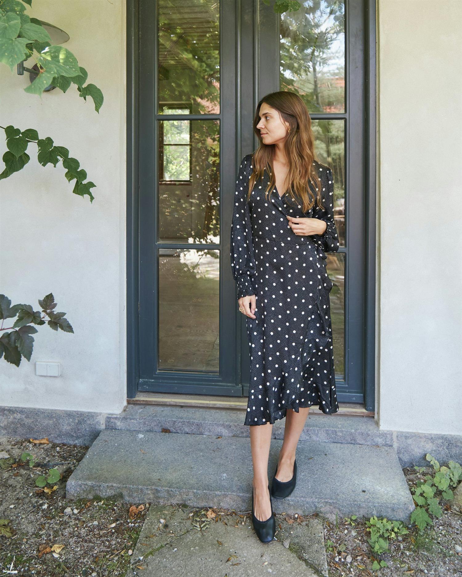 NEO NOIR Eva retro dot dress Sort