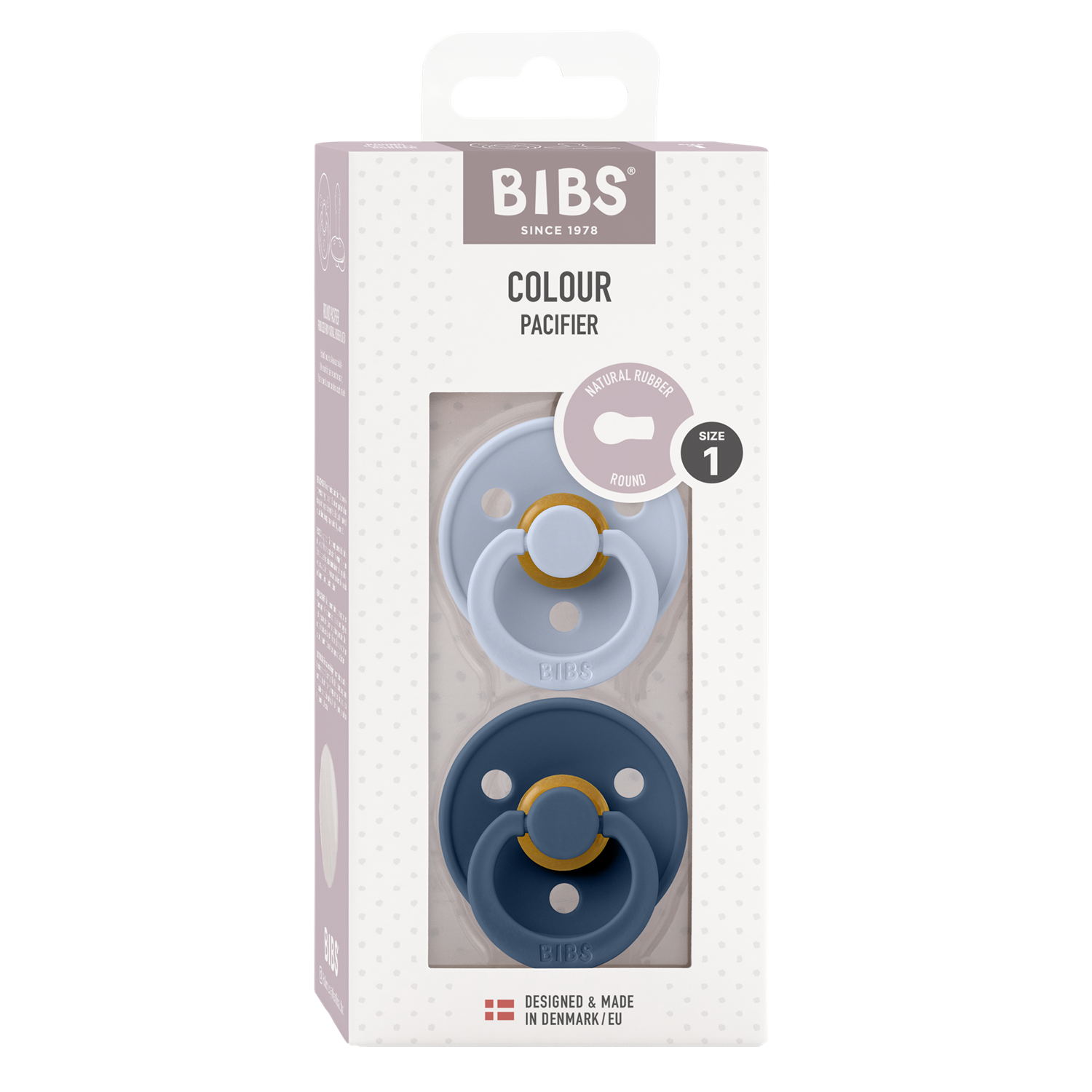 BIBS 2pk. smokk str.1,Rund Blå Mix