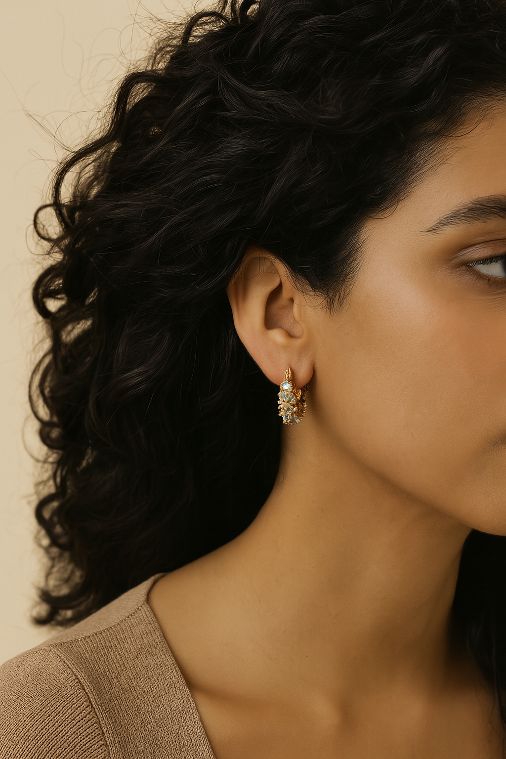 PICO Zahara Crystal Hoops Blue