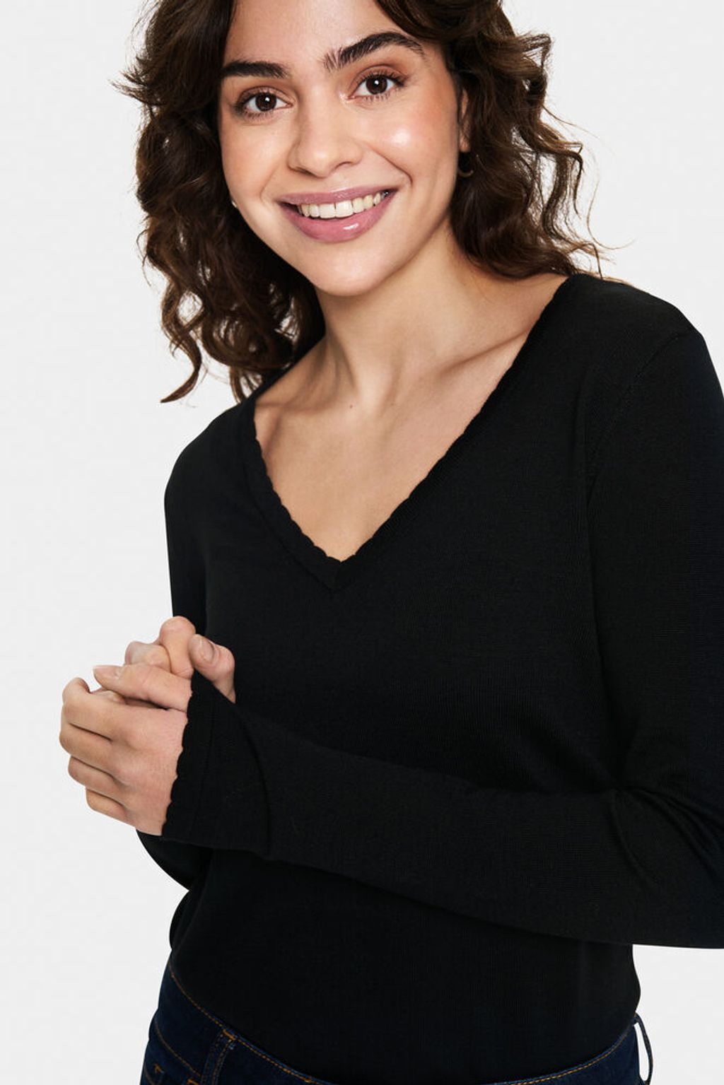 SAINT TROPEZ Mila Ls V-Neck Pullover