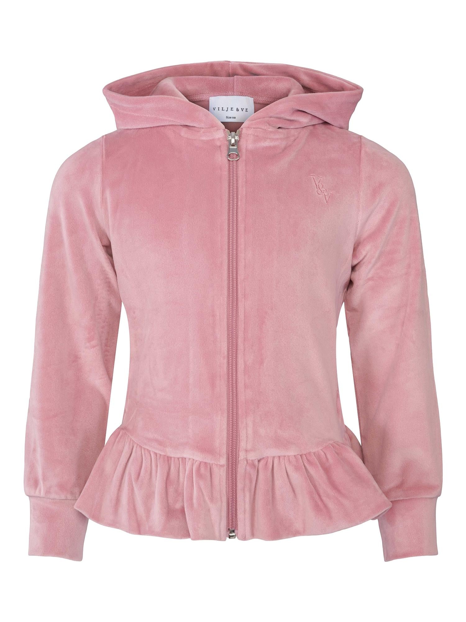 VILJE OG VE Alma Velour Hooded Jacket Gammelrosa