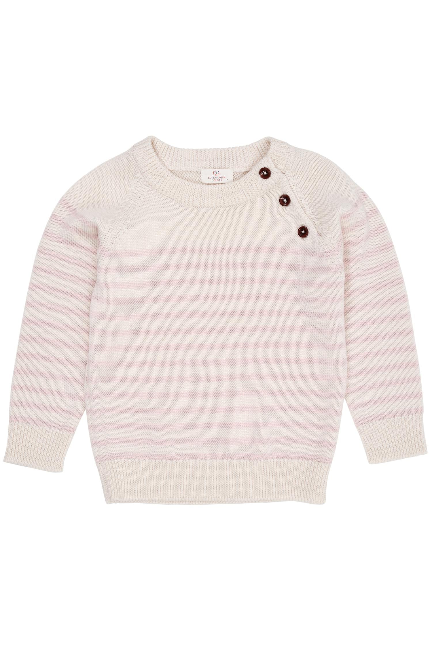 COPENHAGEN COLORS Merino Striped Pullover Krem/Rosa