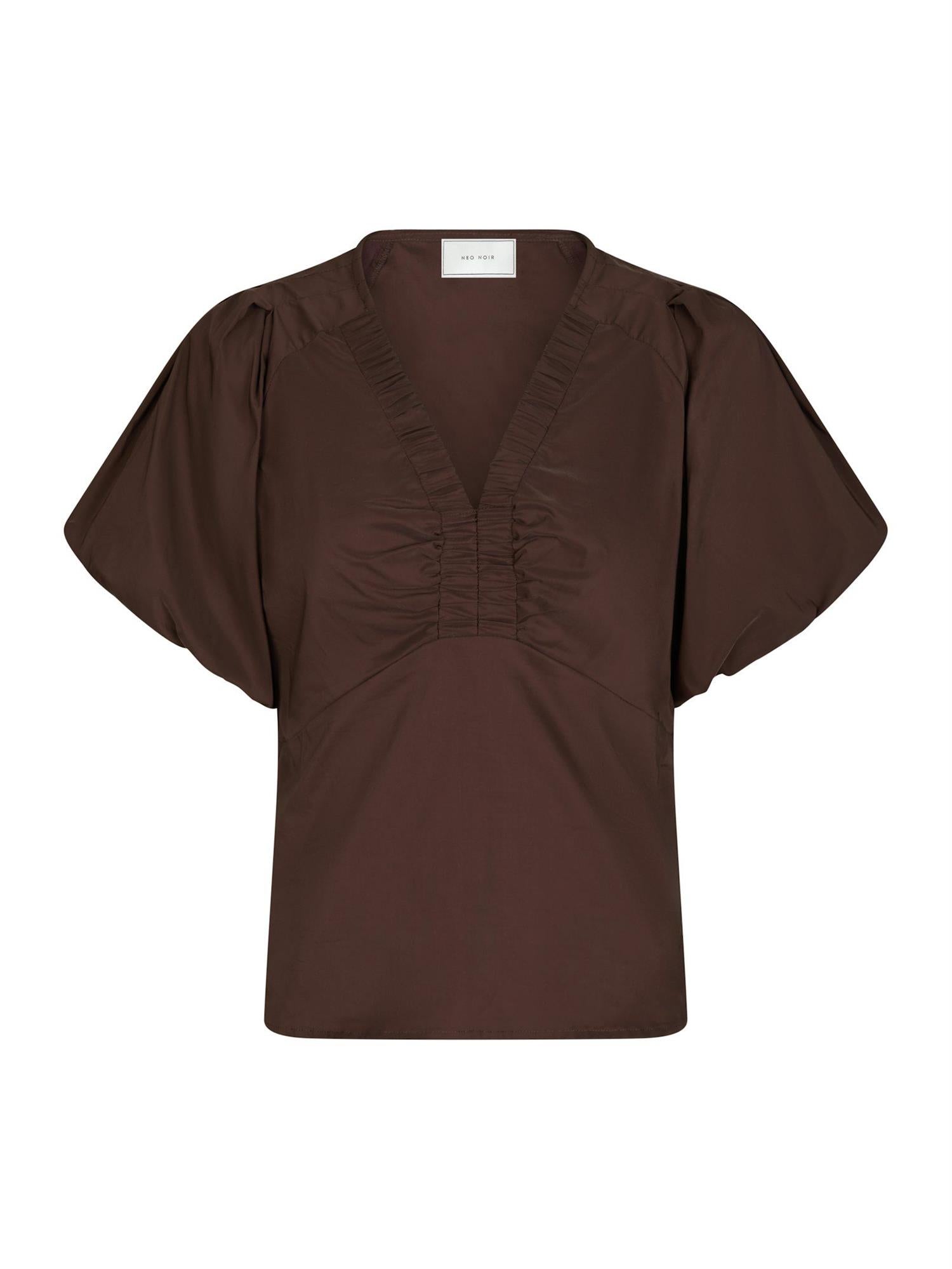 NEO NOIR Irina Poplin Blouse Chocolate Brown - Farmor Ingvarda