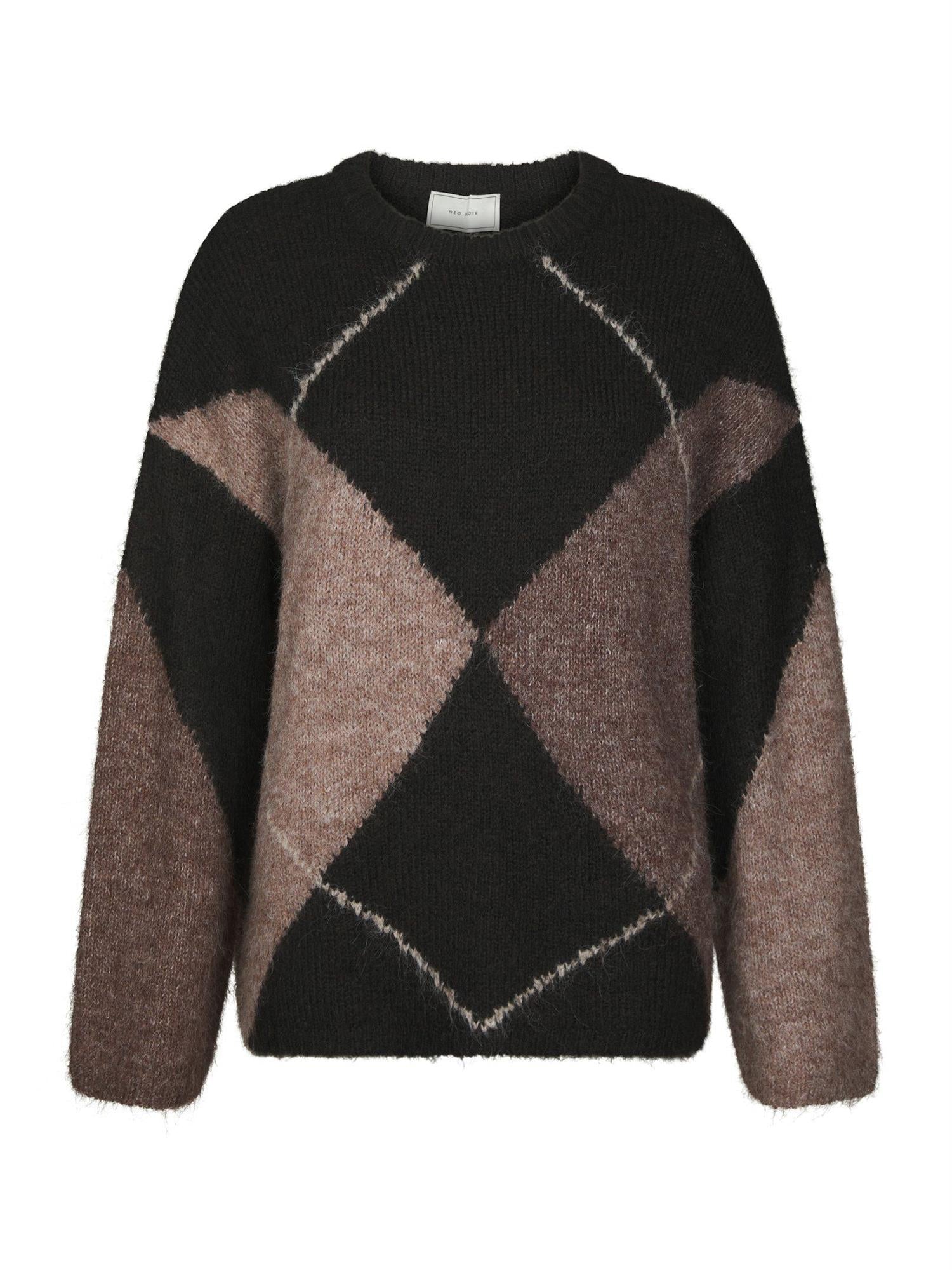NEO NOIR Inga Check Fluff Knit Blouse