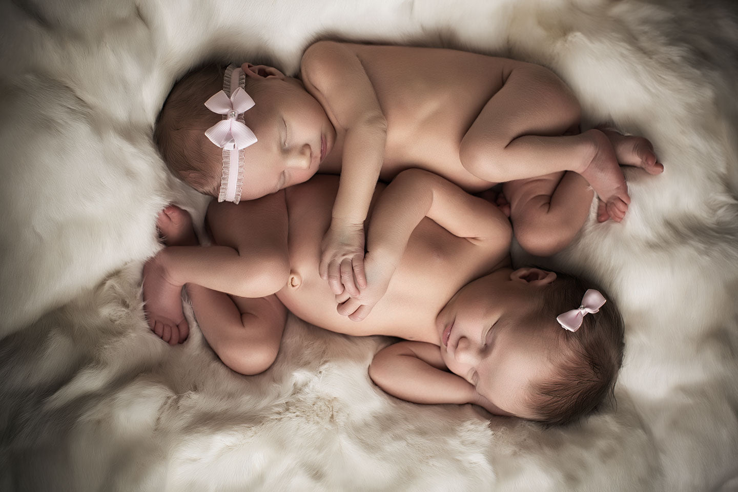 PRINSESSEFIN Sløyfebånd til baby Kremfarget