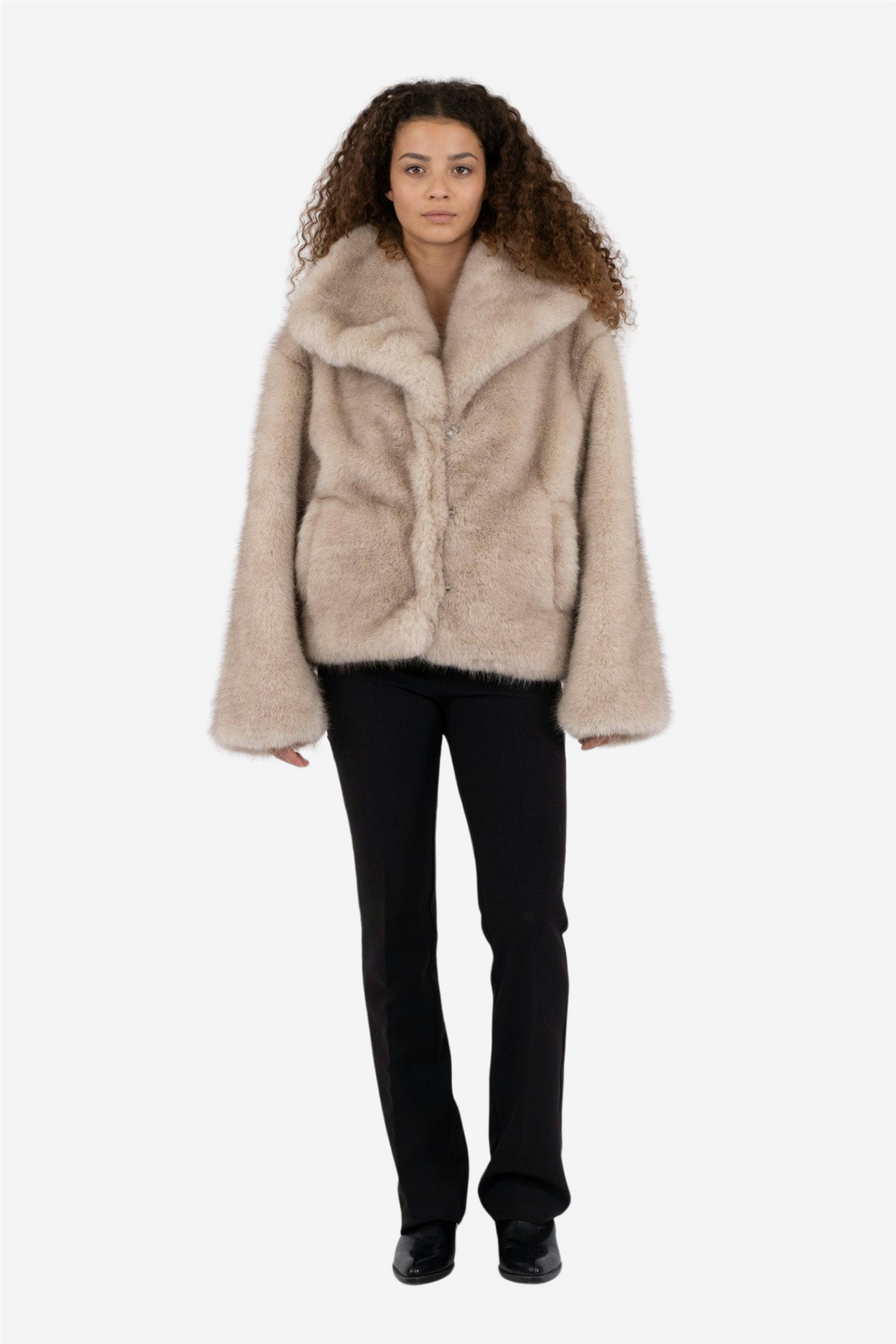 NEO NOIR Stephanie Faux Fur Jacket (PRESALE) Beige