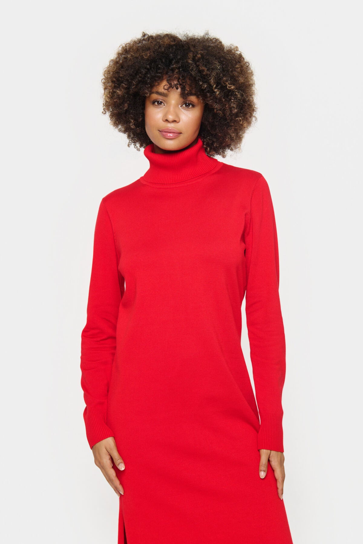 SAINT TROPEZ Mila rollneck long dress Rød