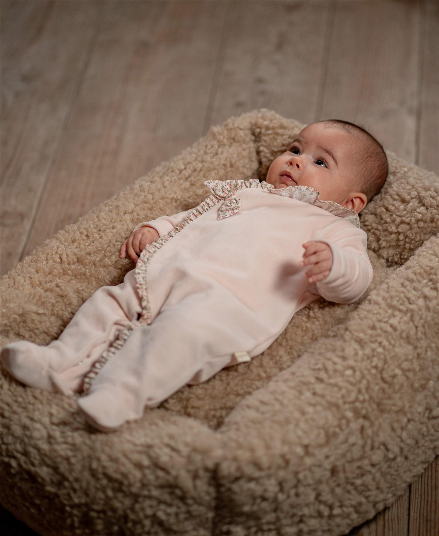 BABY GI Velourdress m/fot,Leah Peach Pink