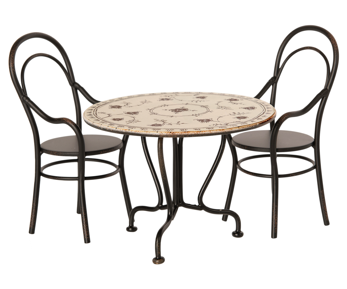 MAILEG Dining table set w/2chairs Svart
