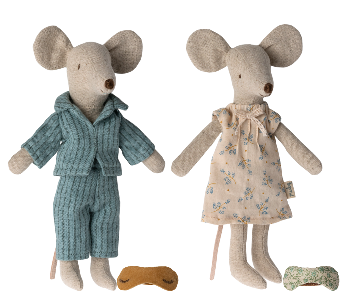 MAILEG Mum & Dad mice in cigarbox