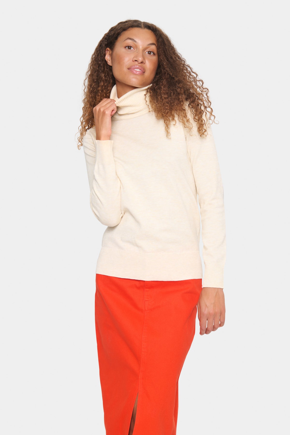 SAINT TROPEZ Mila rollneck pullover Beige